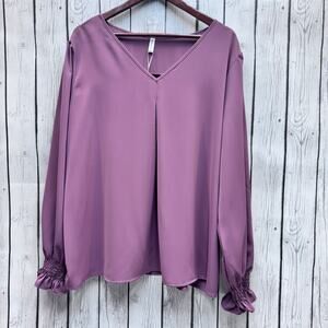 NWT Funlingo Mauve Long Sleeve Blouse Size 3X